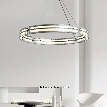 2023 Современная светодиодная люстра в стиле постмодерн для гостиной спальни Столовой Кухни Потолочный светильник Подвесной светильник из черного стекла Изображение