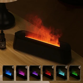 Новейший RGB Пламенный Ароматический Диффузор Увлажнитель USB Настольный Имитирующий Свет Ароматерапевтический Очиститель Воздуха для Спальни С 7 Цветами Изображение
