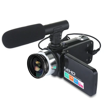 Профессиональная видеокамера 24 Мп, цифровая видеокамера ночного видения, сенсорный ЖК-экран, цифровой зум-рекордер с микрофоном Изображение