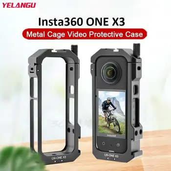 YELANGU для Insta360 ONE X3 Защитный чехол для видео в металлической клетке Удлиненная рамка Защитный чехол для холодного башмака на 1/4 винта Спортивная камера Изображение