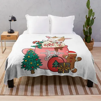 Милые животные с рождественскими флюидами, плед, спальный мешок, одеяло, одеяло для ребенка, модные одеяла для дивана, плед для кровати Изображение