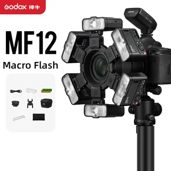 Godox MF12 MF12-K2 Macro Flash 2 Комплекта подсветки Mini Speedlite встроенная TTL-вспышка Godox X System + Цветной фильтр для макросъемки Изображение
