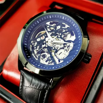 AOKULASIC Мужские наручные часы Автоматические Механические Оригинальные Спортивные Водонепроницаемые Мужские Часы Лучший бренд класса Люкс Skeleton Hollow Watch 552 Изображение