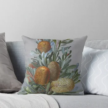 Акварельная подушка Banksia Australian Wildflower, декоративные диванные подушки, Декоративные подушки для гостиной, наволочка Изображение