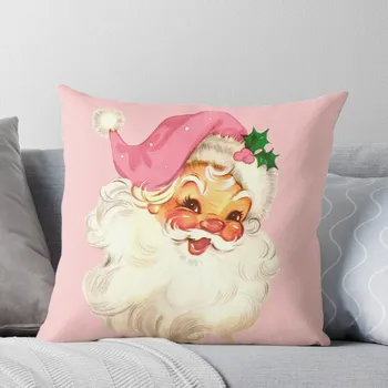 Розовая подушка в стиле ретро с Санта-Клаусом, рождественские чехлы, рождественские наволочки, чехол для подушки Изображение