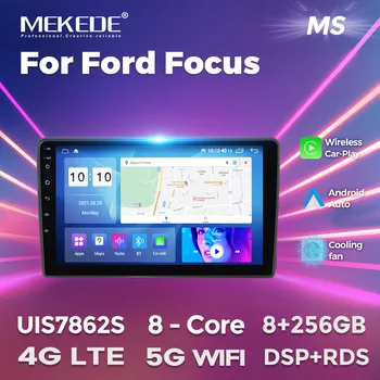 Голосовое управление MEKEDE AI Беспроводная автомагнитола Carplay Android для Ford Focus с 9-дюймовым экраном, автомобильный мультимедийный плеер WIFI BT, GPS RDS Изображение