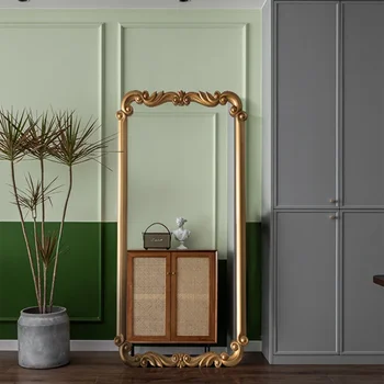 Зеркало в скандинавской раме, Настенное искусство для девочек, Большой Подвесной Роскошный Эстетический комод, Антикварный зеркальный дизайн, Декор для ванной комнаты Spiegel Изображение