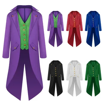 Детский костюм в стиле стимпанк, Викторианская военная куртка, тренчкот, винтажный принц, пират, косплей вампира, Средневековый наряд на Хэллоуин Изображение
