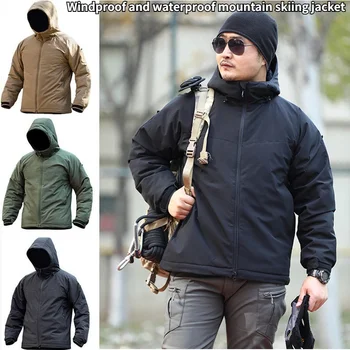 Зимняя тактическая хлопчатобумажная одежда, легкая хлопчатобумажная одежда для поездок на работу, защищающая от холода, Ветрозащитная водонепроницаемая походная куртка Изображение
