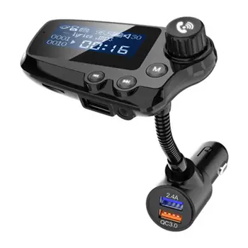 T91 Автомобильный FM-передатчик Громкой Связи AUX Аудио Bluetooth-Приемник Автомобильный MP3-плеер QC3.0 Быстрая Зарядка 1,8-дюймовый ЖК-дисплей Изображение