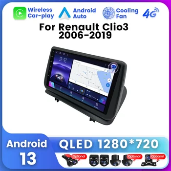 Автомобильное радио для Renault Clio 3 2006 - 2019 Android 13 Мультимедийный видеоплеер Навигация Беспроводной Carplay QLED экран GPS Стерео Изображение