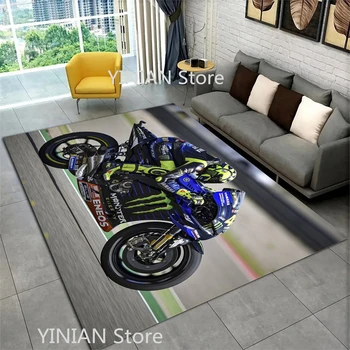 3D Гоночный мотоцикл Большой площади, коврик для домашнего декора, спальня, гостиная, диван, коврик для ног, нескользящие коврики для детских игр Изображение