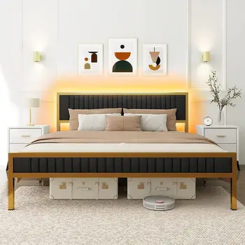 Двуспальная кровать в большой спальне высокого класса для взрослых и подростков, каркас кровати размера 