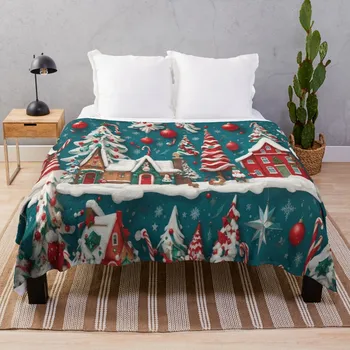 Зимнее Рождественское Деревенское покрывало, покрывало для дивана, Роскошное дизайнерское одеяло, роскошное одеяло, тяжелое одеяло для сна Изображение