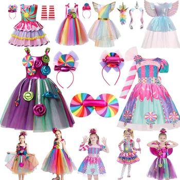 2024 Детские платья с конфетами, костюмы принцессы для девочек, Элегантное вечернее платье-пачка для выпускного вечера, одежда с леденцами для девочек, Пурим Изображение