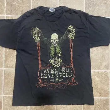Винтажная футболка Avenged Sevenfold Skeleton Band 2006 года Большого Размера Изображение