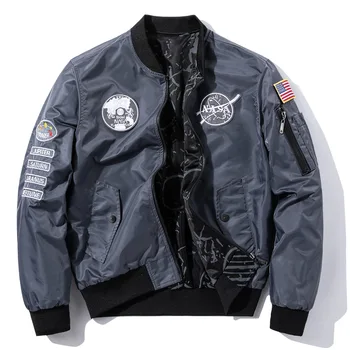 NASA Новая Двусторонняя одежда, Мужская Повседневная спортивная куртка, осенне-зимнее пальто, Летный костюм, Молодежная мода, Большая мужская куртка, топ Изображение