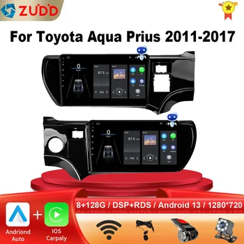 Автомобильная радионавигация Android 13 4G WIFI GPS для Toyota Aqua Prius C 2011-2017 Мультимедийный плеер Радио 2Din DVD Carplay Изображение
