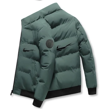 Abrigo de algodón con cuello alto para hombre, abrigo grueso y cálido de Color sólido, estilo callejero a la moda, Изображение