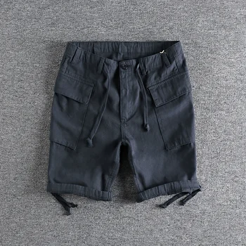 Повседневные шорты для работы 2023, мужские свободные брюки объемного кроя из хлопчатобумажной ткани 229 Изображение