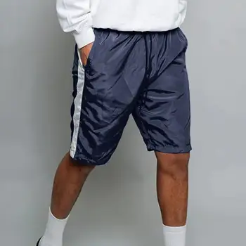 Мужские летние шорты со свободным эластичным поясом и шнурком в тон, спортивные повседневные короткие брюки длиной до колен, мужская одежда Изображение