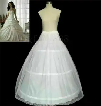 Плюс размер A-line, свадебная нижняя юбка с 3 обручами, кринолин для новобрачных, нижняя юбка с кринолином Изображение