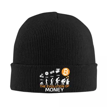 Эволюция денег Биткоин, Вязаная шапка, шапочки, осенне-зимняя шапка, теплая уличная криптовалюта, Криптовалютные кепки для мужчин и женщин Изображение