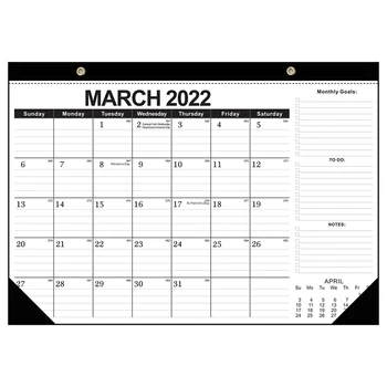 Настенный календарь на 2022 год - Ежемесячный календарь на 2022 год, Двойной календарь, Настольный календарь, Настенный календарь с блоками для записи и датами Изображение
