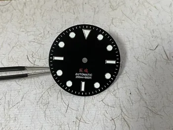 Новые механические часы NH35 с черным циферблатом и зеленым свечением, модифицированные NH36 с диаметром циферблата 28,5 мм, аксессуары для часов Изображение
