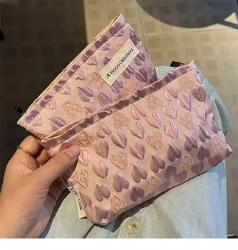 Косметичка Sweet Three-dimensional Pink Love, косметичка, Холщовая сумка для стирки, дорожные сумки для девочек, Корейская версия, Сумки для хранения косметики Изображение