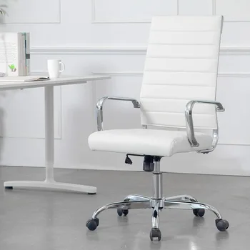 Кресло для домашнего офиса LANDSUN из ребристой кожи с высокой спинкой, Вращающиеся компьютерные Стулья для руководителей, Игровое кресло Изображение