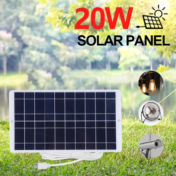 Портативное солнечное зарядное устройство 20 Вт, 5 В, Монолитное кремниевое зарядное устройство 1600 МА, Солнечная панель для беспроводной наружной камеры безопасности Изображение