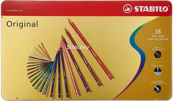Цветной карандаш премиум-класса - STABILO в оригинальной металлической коробке 38 разных цветов. Изображение