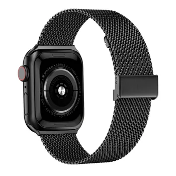Миланский ремешок для Apple watch band 44мм 40мм 45мм 41мм iWatch Металлический браслет из нержавеющей стали Apple Watch series 4 3 5 SE 6 7 Изображение