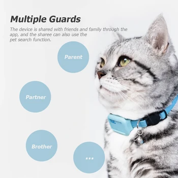 Портативный GPS-трекер, легкий ошейник-локатор для записи местоположения кошки, отслеживание кошек, Автоматическое напоминание о мелких аксессуарах для домашних животных Изображение