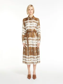Индивидуальное оригинальное дизайнерское брендовое платье с принтом, женское художественное платье средней длины Изображение