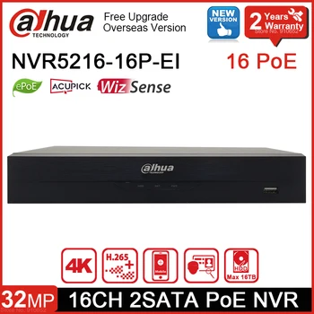 Оригинальный Сетевой Видеомагнитофон Dahua NVR5216-16P-EI 16CH 16PoE AI NVR 4K WizSense AcuPick поддерживает максимальное разрешение ePoE 32 Мп Изображение