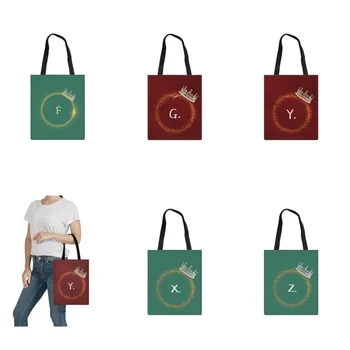 Холщовая сумка для покупок с буквенным принтом Hot Name для женщин, дизайнерские пляжные сумки многоразового использования, набор из ткани для студенческих книг Изображение