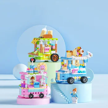 3D модель DIY Diamond Building Block Brick Уличный киоск для закусок Тележка для вкусной еды Игрушка для творчества для детей Изображение