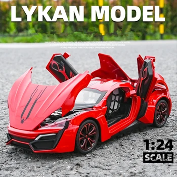 1:24 Модель Спортивного Автомобиля Из Сплава Lykan Hypersport, Изготовленная на Заказ, и Игрушечная Металлическая Модель Суперкара, Имитирующая Звук И Свет, Коллекция Подарков Изображение