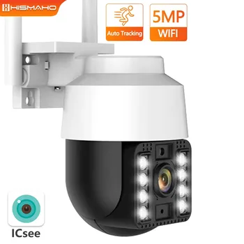 5-Мегапиксельная PTZ IP-камера Беспроводная WiFi камера наружного видеонаблюдения Mini 4MP AI Автоматическое отслеживание CCTV Видео Купольный Цветной ночной просмотр Изображение