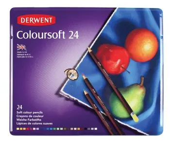 Цветные карандаши Derwent Colorsoft, 24 упаковки (0701027), Высококачественные художественные карандаши для начинающих художников и рукодельниц, яркого цвета Изображение