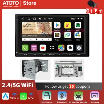 Автомагнитола ATOTO S8 MS Android 2 Din 7-дюймовый QLED-дисплей Беспроводной Android Auto CarPlay GPS отслеживание Двойная автомобильная стереосистема Bluetooth Изображение