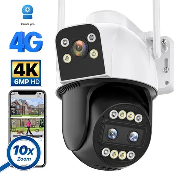 4G PTZ Купольная Камера Наружная 4K 6MP HD 10X Zoom 2K WiFi Камера CCTV Камера Безопасности Автоматическое Отслеживание CCTV P2P CamHi Pro Изображение