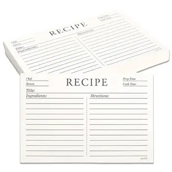 50 Карточек Рецептов Модные Бумажные Двухсторонние Пустые Карточки Рецептов Wedding Classic Изображение