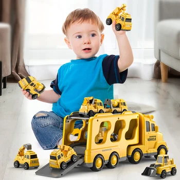 Z3 Литая под давлением тележка для перевозки игрушек Машинки Инженерные транспортные средства Экскаватор Бульдозер Наборы моделей грузовиков для детских развивающих игрушек для мальчиков Изображение