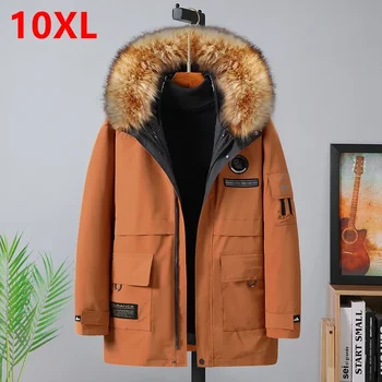 Зимняя мужская хлопчатобумажная куртка большого размера со съемной подкладкой мужская куртка большого размера с хлопчатобумажной подкладкой зимние парки со съемной подкладкой 10XL 9XL Изображение