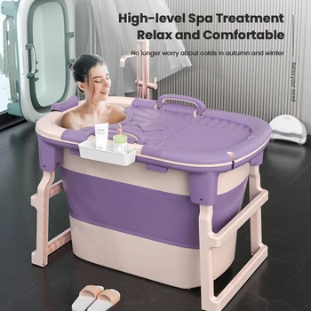 Baby Shining Новая Складная ванна для взрослых и детей Большой предмет для купания, в котором можно сидеть и лежать, поднимая бытовую ванну Изображение