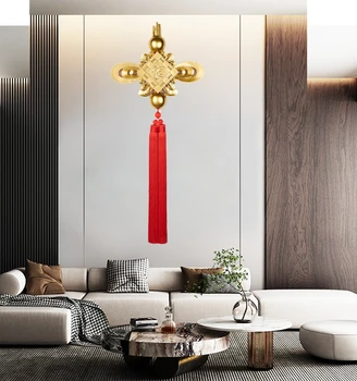Новый китайский стиль Китайский узел настенные аксессуары Креативная гостиная настенный светильник на крыльце роскошные подвесные украшения Изображение