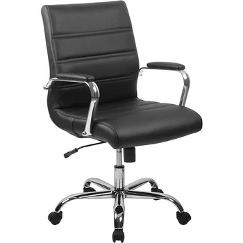 Рабочее кресло со средней спинкой - LeatherSoft Executive Поворотное офисное кресло, кресла для конференций Изображение